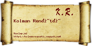 Kolman Renátó névjegykártya